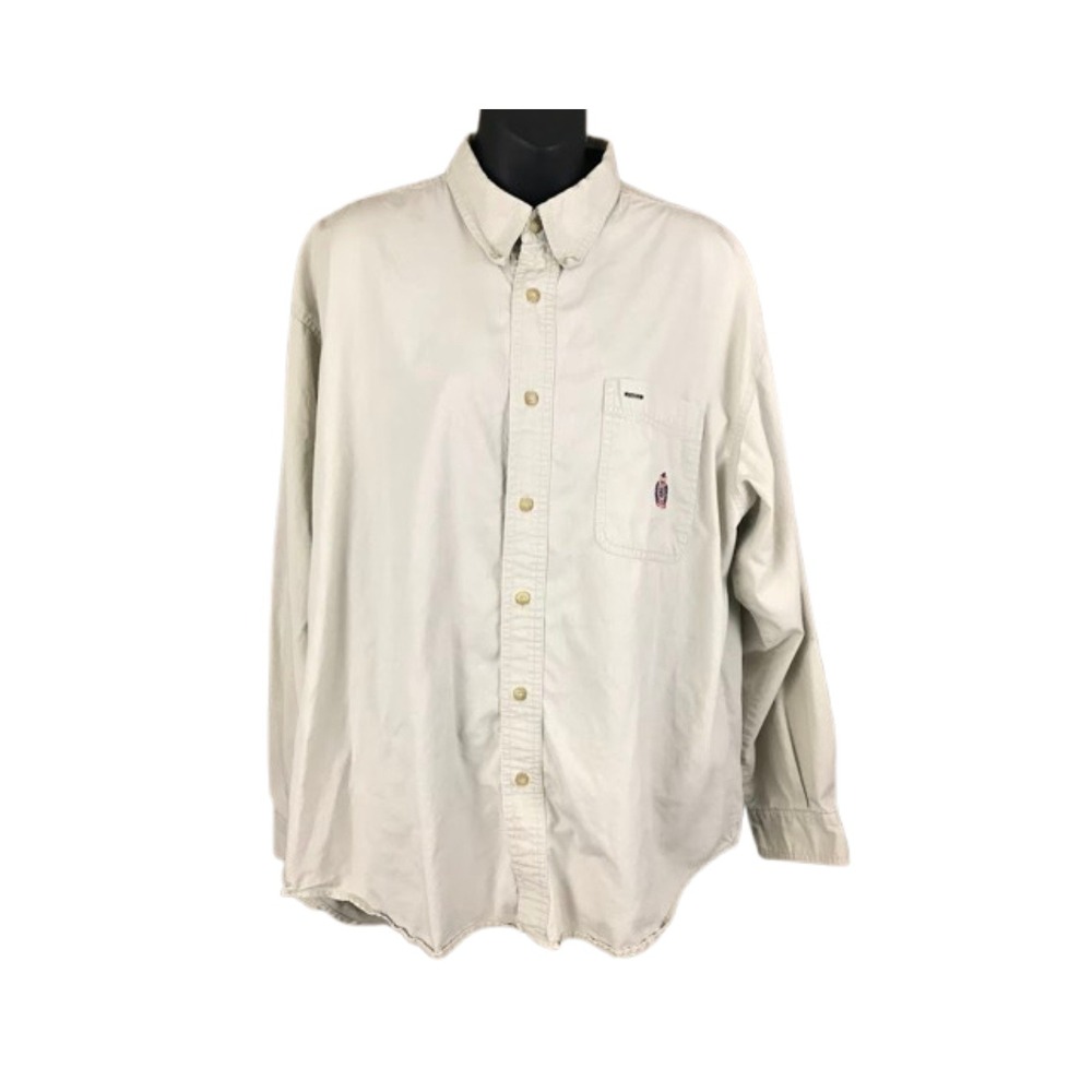 VTG Bugle Boy Men's Button Down Long Sleeve Shirt Embroidered Crest Size XL